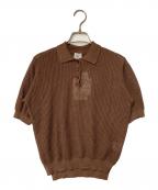 IENA LA BOUCLEイエナ ラ ブークル）の古着「Linen ワッフルニットポロシャツ」｜ブラウン