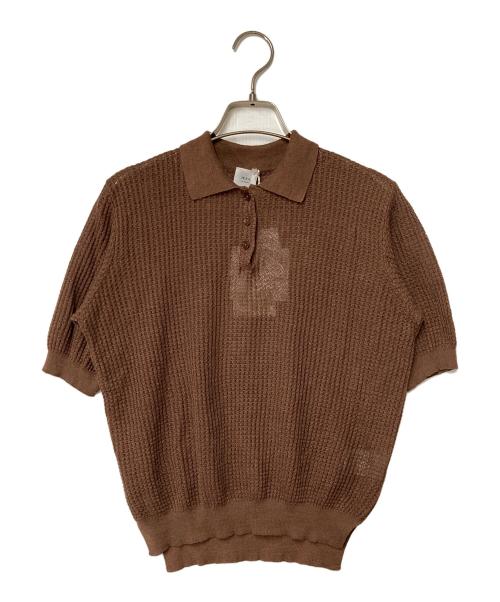 IENA LA BOUCLE（イエナ ラ ブークル）IENA LA BOUCLE (イエナ ラ ブークル) Linen ワッフルニットポロシャツ ブラウン サイズ:FREEの古着・服飾アイテム