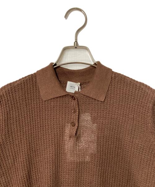 IENA LA BOUCLE（イエナ ラ ブークル）IENA LA BOUCLE (イエナ ラ ブークル) Linen ワッフルニットポロシャツ ブラウン サイズ:FREEの古着・服飾アイテム
