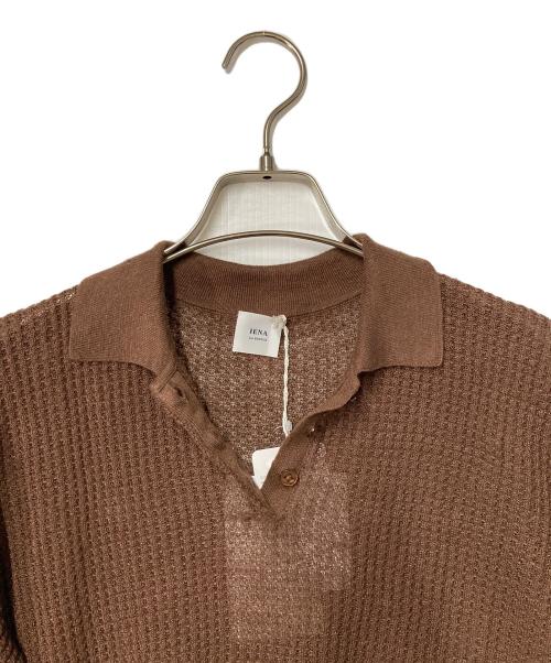 IENA LA BOUCLE（イエナ ラ ブークル）IENA LA BOUCLE (イエナ ラ ブークル) Linen ワッフルニットポロシャツ ブラウン サイズ:FREEの古着・服飾アイテム