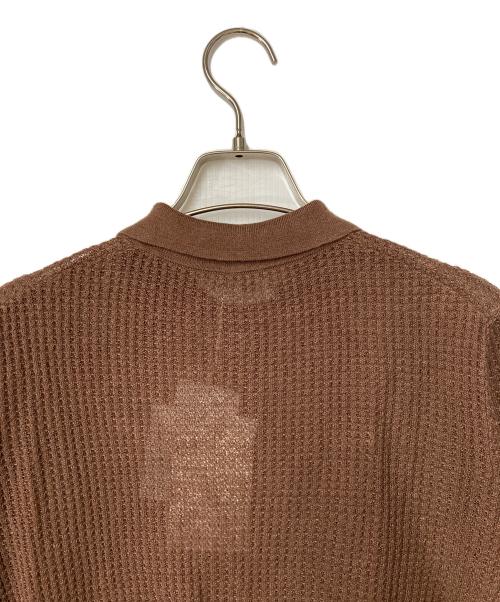 IENA LA BOUCLE（イエナ ラ ブークル）IENA LA BOUCLE (イエナ ラ ブークル) Linen ワッフルニットポロシャツ ブラウン サイズ:FREEの古着・服飾アイテム