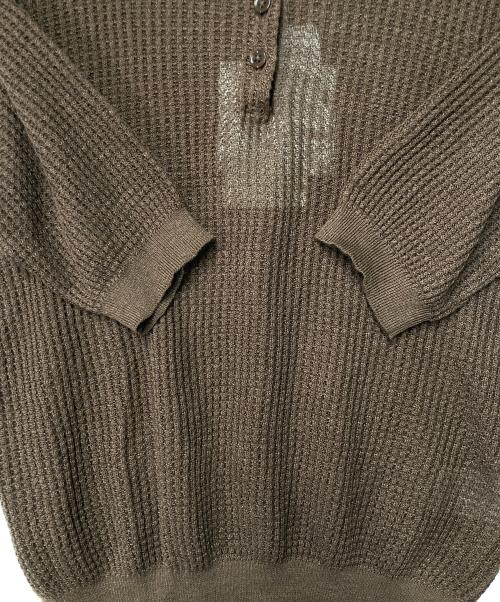 IENA LA BOUCLE（イエナ ラ ブークル）IENA LA BOUCLE (イエナ ラ ブークル) Linen ワッフルニットポロシャツ ブラウン サイズ:FREEの古着・服飾アイテム
