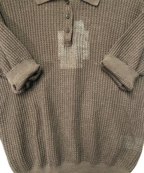 IENA LA BOUCLE（イエナ ラ ブークル）IENA LA BOUCLE (イエナ ラ ブークル) Linen ワッフルニットポロシャツ ブラウン サイズ:FREEの古着・服飾アイテム