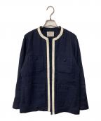 IENAイエナ）の古着「Wクロス トリミングジャケット」｜ネイビー
