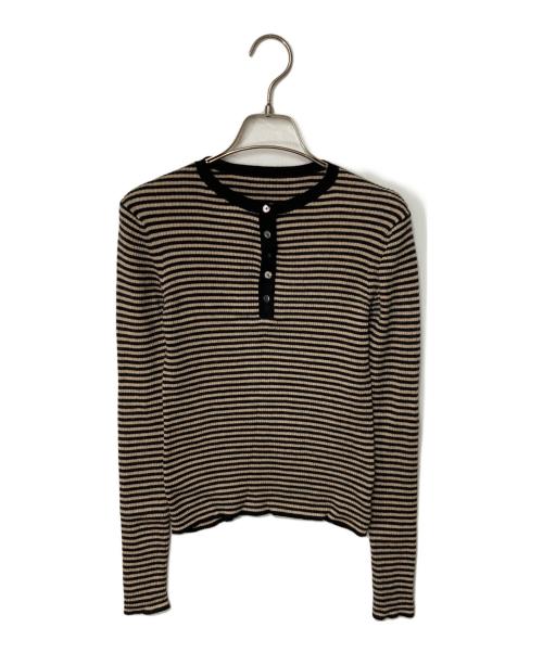 Spick and Span（スピック＆スパン）Spick and Span (スピック＆スパン) 18Gヘンリーネックプルオーバー ブラウン×ブラック サイズ:FREEの古着・服飾アイテム