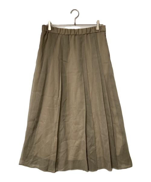自由区（ジユウク）自由区 (ジユウク) オーガンジープリーツ スカート カーキ サイズ:46の古着・服飾アイテム