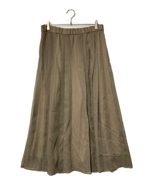 自由区（ジユウク）自由区 (ジユウク) オーガンジープリーツ スカート カーキ サイズ:46の古着・服飾アイテム