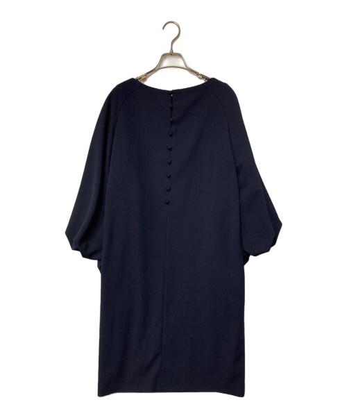ADORE（アドーア）ADORE (アドーア) レールジョーゼット2ビッグスリーブワンピース ネイビー サイズ:38の古着・服飾アイテム