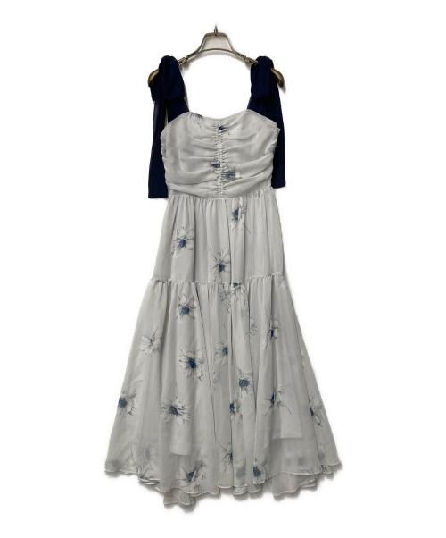 Snidel（スナイデル）Snidel (スナイデル) フラワープリントショルダーリボンワンピ グレーの古着・服飾アイテム