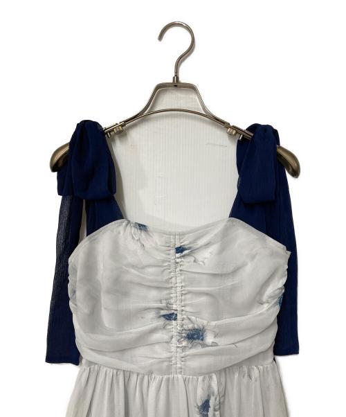Snidel（スナイデル）Snidel (スナイデル) フラワープリントショルダーリボンワンピ グレーの古着・服飾アイテム