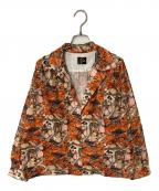 Needlesニードルズ）の古着「総柄ベロアシャツ」｜オレンジ