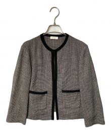 BALLSEY（ボールジィ）の古着「カラミ ノーカラージャケット」｜ホワイト×ブラック