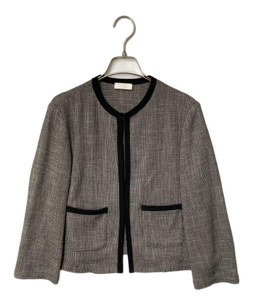 BALLSEY（ボールジィ）BALLSEY (ボールジィ) カラミ ノーカラージャケット ホワイト×ブラック サイズ:36の古着・服飾アイテム