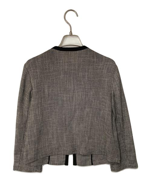 BALLSEY（ボールジィ）BALLSEY (ボールジィ) カラミ ノーカラージャケット ホワイト×ブラック サイズ:36の古着・服飾アイテム