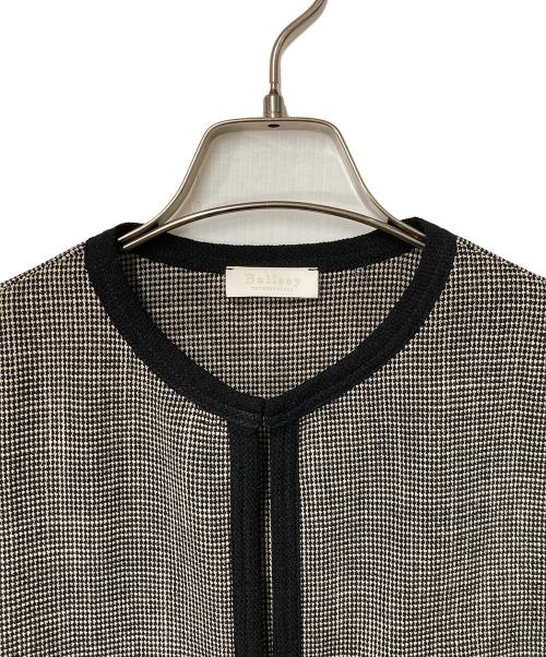 BALLSEY（ボールジィ）BALLSEY (ボールジィ) カラミ ノーカラージャケット ホワイト×ブラック サイズ:36の古着・服飾アイテム