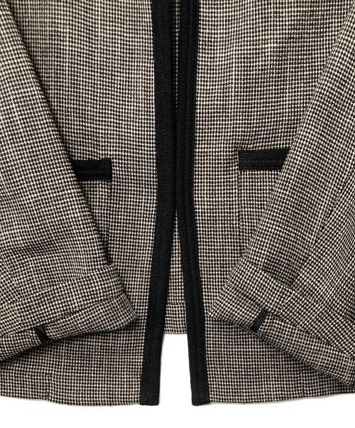 BALLSEY（ボールジィ）BALLSEY (ボールジィ) カラミ ノーカラージャケット ホワイト×ブラック サイズ:36の古着・服飾アイテム