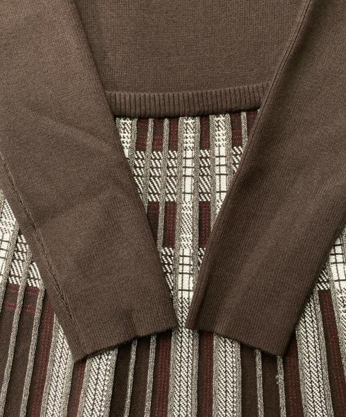 HER LIP TO（ハーリップトゥ）Her lip to (ハーリップトゥ) Layered Checked Knit Dres ブラウン サイズ:Mの古着・服飾アイテム