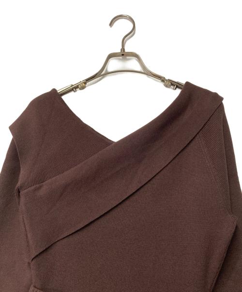 HER LIP TO（ハーリップトゥ）Her lip to (ハーリップトゥ) Layered Checked Knit Dres ブラウン サイズ:Mの古着・服飾アイテム