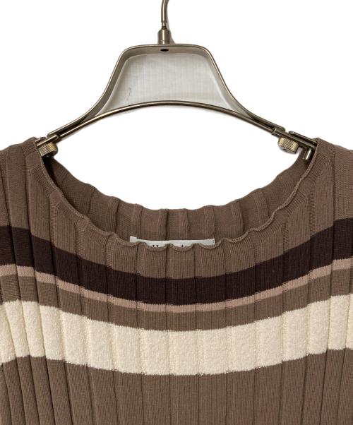 HER LIP TO（ハーリップトゥ）Her lip to (ハーリップトゥ) Cotton Striped Ribbed Knit Dress ブラウン サイズ:Mの古着・服飾アイテム