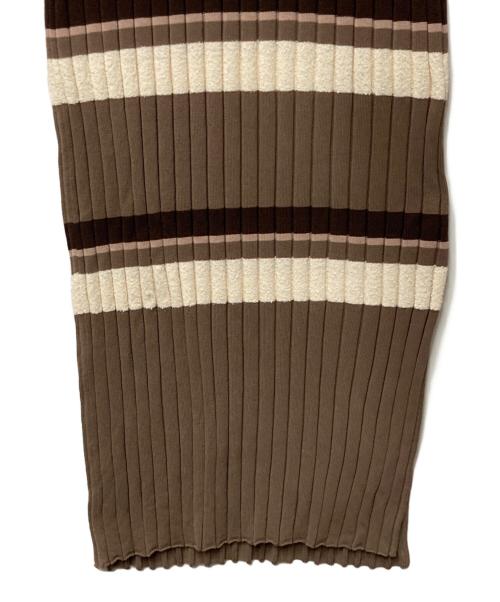 HER LIP TO（ハーリップトゥ）Her lip to (ハーリップトゥ) Cotton Striped Ribbed Knit Dress ブラウン サイズ:Mの古着・服飾アイテム