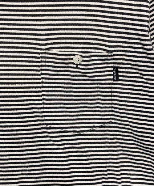 SUPREME（シュプリーム）SUPREME (シュプリーム) thin striped pocket tee ホワイト×グリーン サイズ:Sの古着・服飾アイテム