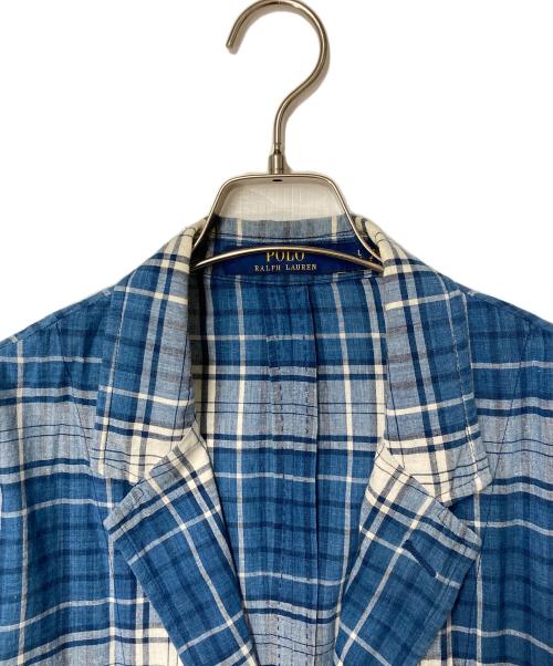 POLO RALPH LAUREN（ポロ・ラルフローレン）POLO RALPH LAUREN (ポロ・ラルフローレン) チェックシャツジャケット ブルー サイズ:Lの古着・服飾アイテム