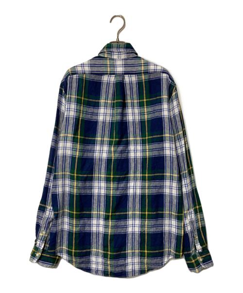 POLO RALPH LAUREN（ポロ・ラルフローレン）POLO RALPH LAUREN (ポロ・ラルフローレン) ボタンダウンリネンチェックシャツ ブルー×グリーン サイズ:Mの古着・服飾アイテム