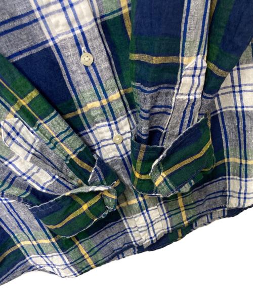 POLO RALPH LAUREN（ポロ・ラルフローレン）POLO RALPH LAUREN (ポロ・ラルフローレン) ボタンダウンリネンチェックシャツ ブルー×グリーン サイズ:Mの古着・服飾アイテム