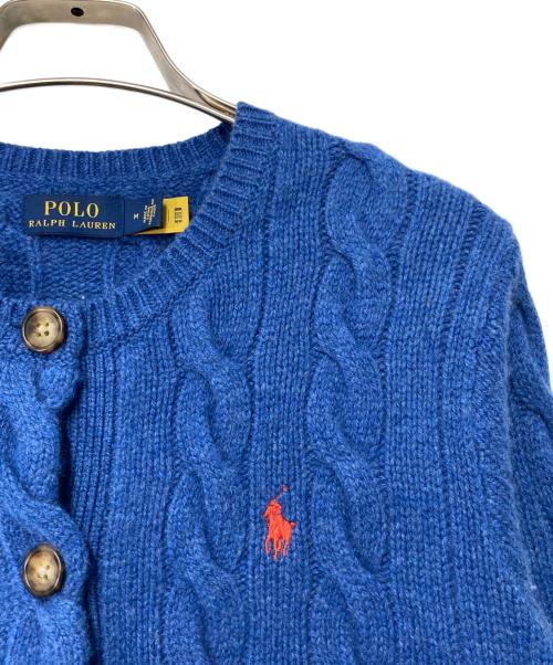 POLO RALPH LAUREN（ポロ・ラルフローレン）POLO RALPH LAUREN (ポロ・ラルフローレン) ポニー刺繍ニットカーディガン ブルー サイズ:Mの古着・服飾アイテム