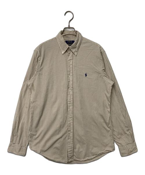 POLO RALPH LAUREN（ポロ・ラルフローレン）POLO RALPH LAUREN (ポロ・ラルフローレン) ポニー刺繍ボタンダウンチェックシャツ ホワイト×ベージュ サイズ:Ｍの古着・服飾アイテム
