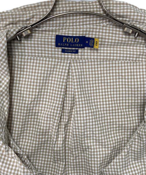 POLO RALPH LAUREN（ポロ・ラルフローレン）POLO RALPH LAUREN (ポロ・ラルフローレン) ポニー刺繍ボタンダウンチェックシャツ ホワイト×ベージュ サイズ:Ｍの古着・服飾アイテム