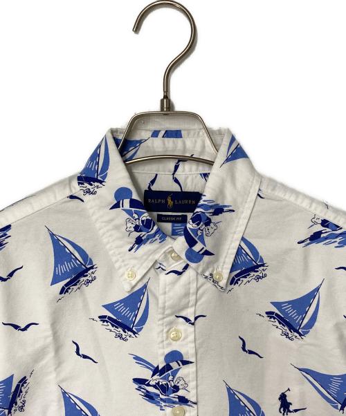 RALPH LAUREN（ラルフローレン）RALPH LAUREN (ラルフローレン) 半袖シャツ ホワイト×ブルー サイズ:S 未使用品の古着・服飾アイテム