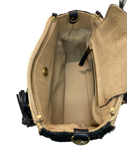 VIOLAd'ORO（ヴィオラドーロ）VIOLAd'ORO (ヴィオラドーロ) 2WAYショルダーバッグ ベージュ×ブラックの古着・服飾アイテム
