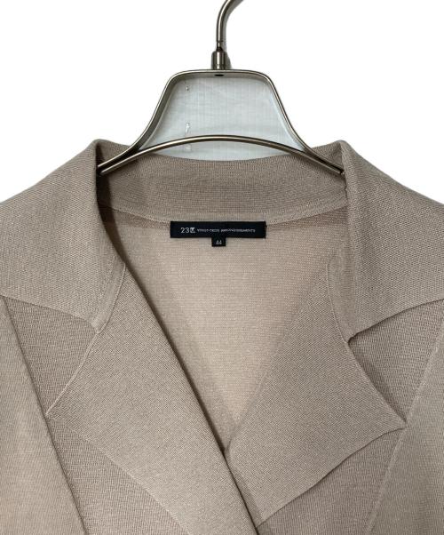 23区（ニジュウサンク）23区 (ニジュウサンク) シアーダブルブレストニットジャケット ベージュ サイズ:44の古着・服飾アイテム