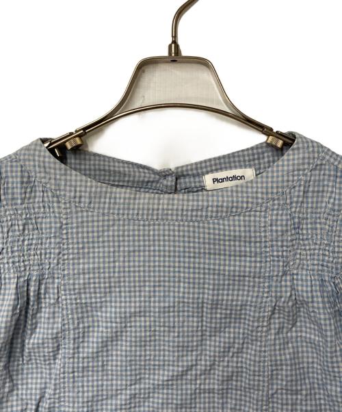 plantation（プランテーション）plantation (プランテーション) チェックブラウス ブルー サイズ:Mの古着・服飾アイテム