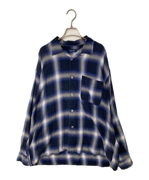 NAUTICA（ノーティカ）NAUTICA (ノーティカ) オンブレチェックシャツ ブルー×ブラック サイズ:Ｍの古着・服飾アイテム