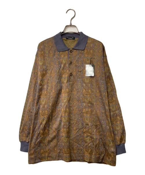 Christian Dior MONSIEUR（クリスチャンディオールムッシュ）Christian Dior MONSIEUR (クリスチャンディオールムッシュ) 長袖ポロシャツ ブラウン サイズ:Lの古着・服飾アイテム