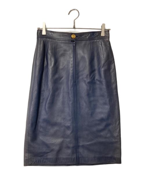 LOEWE（ロエベ）LOEWE (ロエベ) ナッパレザースカート ネイビー サイズ:44の古着・服飾アイテム
