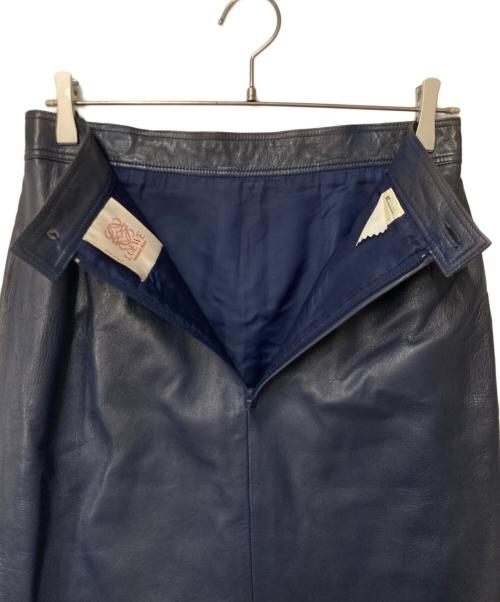 LOEWE（ロエベ）LOEWE (ロエベ) ナッパレザースカート ネイビー サイズ:44の古着・服飾アイテム