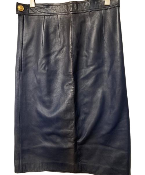 LOEWE（ロエベ）LOEWE (ロエベ) ナッパレザースカート ネイビー サイズ:44の古着・服飾アイテム