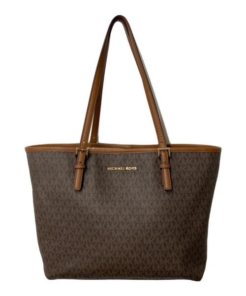 MICHAEL KORS（マイケルコース）MICHAEL KORS (マイケルコース) ジェットセットトラベル ミディアム キャリーオール トート ブラウンの古着・服飾アイテム