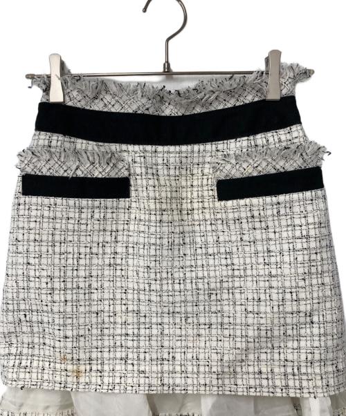 sacai（サカイ）sacai (サカイ) サマーツイードスカート ホワイト×ブラック サイズ:2の古着・服飾アイテム