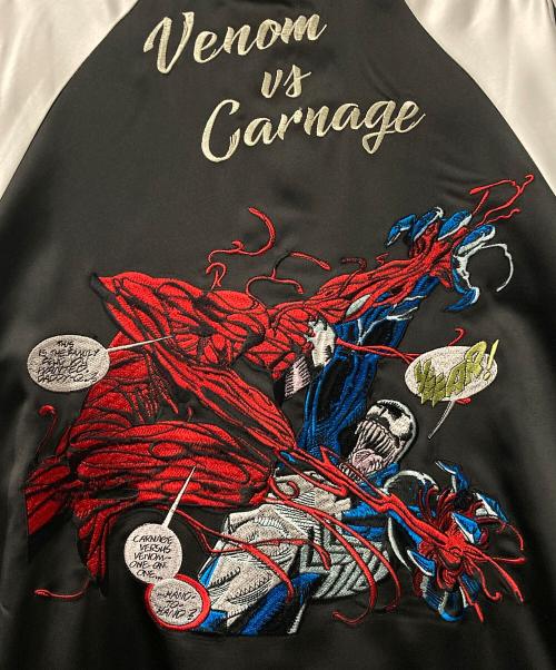 MARVEL（マーベル）MARVEL (マーベル) PONEYCOMB TOKYO (パニカムトーキョー) リバーシブル ヴェノム カーネイジ スカジャン ブラック×ホワイト サイズ:Ｍの古着・服飾アイテム