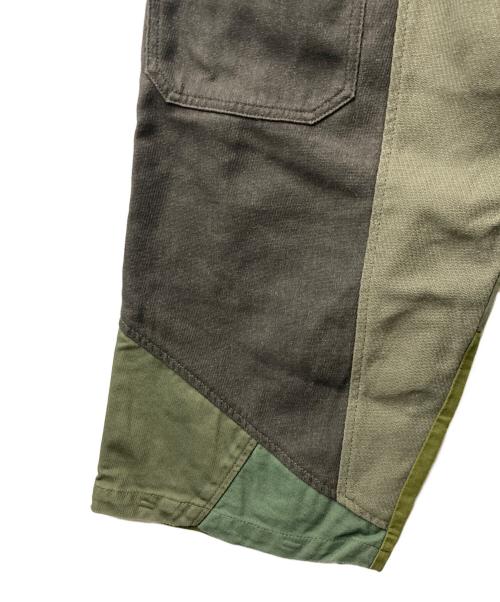 rebear by johnbull（リベアバイジョンブル）rebear by johnbull (リベアバイジョンブル) パッチワークワイドパンツ カーキ サイズ:Lの古着・服飾アイテム
