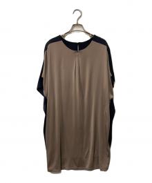 Leilian（レリアン）の古着「切替チュニックブラウス」｜ネイビー×ベージュ