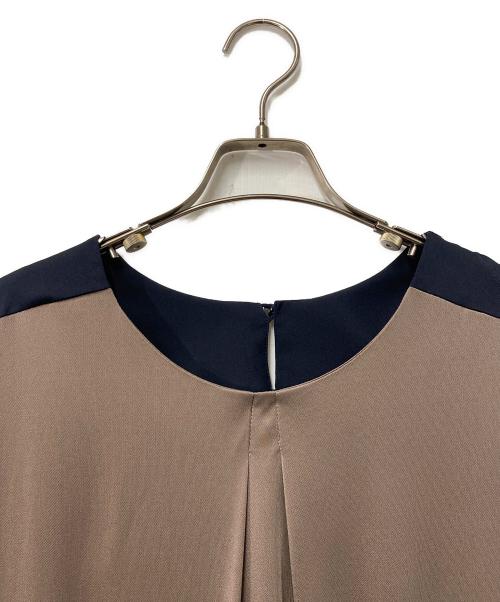 Leilian（レリアン）LEILIAN (レリアン) 切替チュニックブラウス ネイビー×ベージュ サイズ:13の古着・服飾アイテム