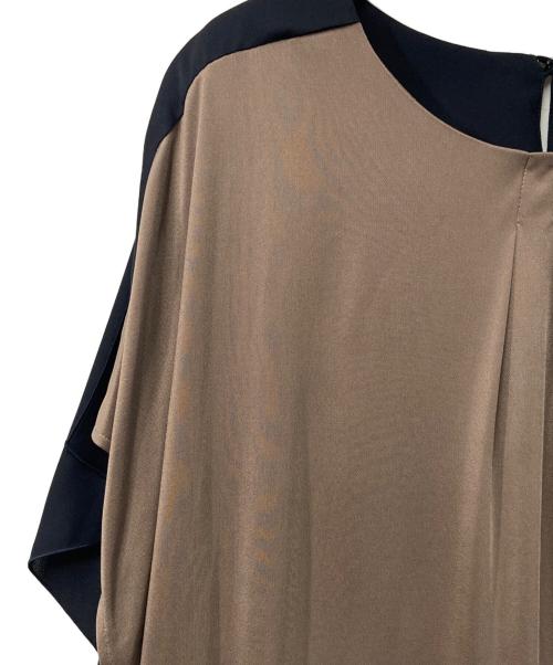 Leilian（レリアン）LEILIAN (レリアン) 切替チュニックブラウス ネイビー×ベージュ サイズ:13の古着・服飾アイテム