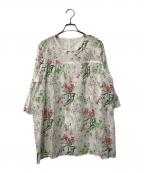 Leilianレリアン）の古着「花柄シアーチュニックブラウス」｜ホワイト