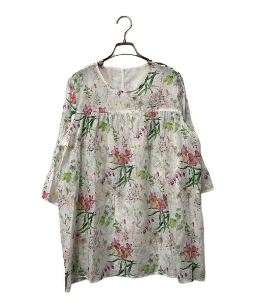 Leilian（レリアン）LEILIAN (レリアン) 花柄シアーチュニックブラウス ホワイト サイズ:15の古着・服飾アイテム