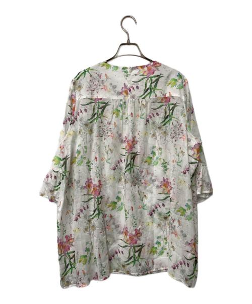 Leilian（レリアン）LEILIAN (レリアン) 花柄シアーチュニックブラウス ホワイト サイズ:15の古着・服飾アイテム